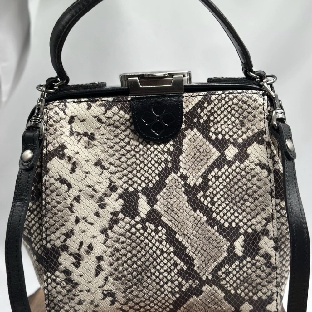 Patricia Nash Nela Frame Snakeskin Leather Crossbody Handbag Satchel Beautiful